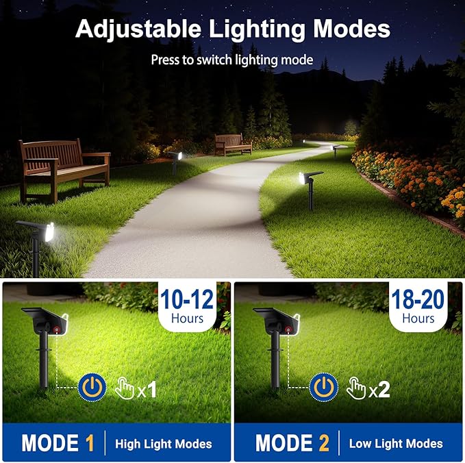 LETMY Solar Spot Lights Outdoor Waterproof with Bigger LED, 4 Pack Auto ON/OFF 135°Adjustable Solar Lights Outdoor, 2-in-1 Wall Lights & 2 Modes Landscape Spotlights for Tree Yard Pathway Garden Decor Letmy