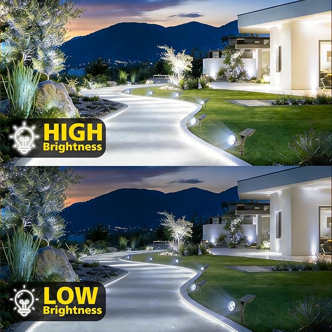 T-SUN Solar Spotlights, 4 LED Solar Powered Landscape Spotlights Waterproof Outdoor Lights Auto ON/OFF for Garden, Driveway, Yard, Patio, Pool Area (White-4 Pack) T-SUN