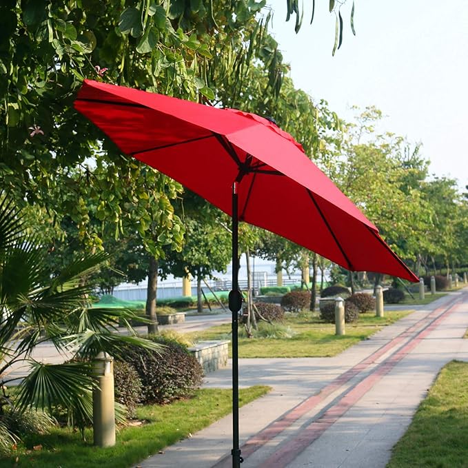 Sunnyglade 9' Patio Umbrella Outdoor Table Umbrella with 8 Sturdy Ribs (Red) Sunnyglade