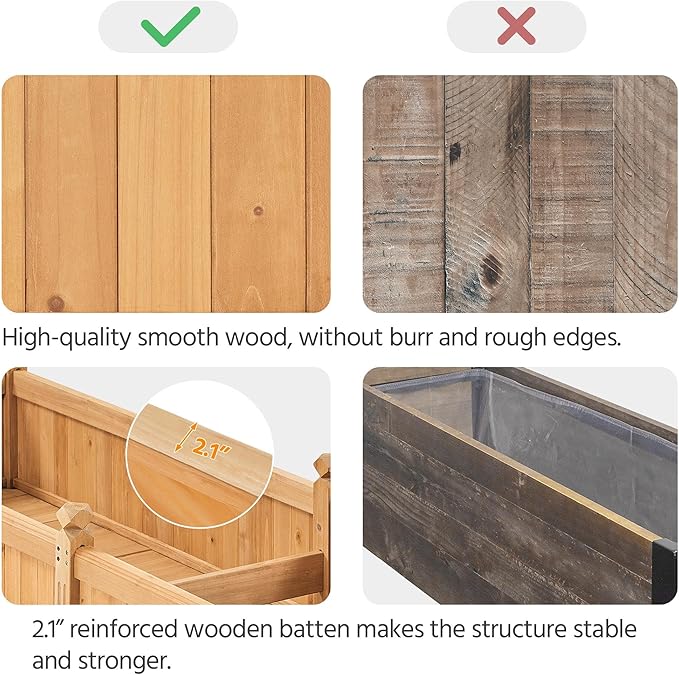 Yaheetech 90.5″ L×23.5″ W×16″ H Wooden Raised Garden Bed, Horticulture Wood Rectangular Garden Planter Outdoor, Raised Planter Box for Yard/Greenhouse/Vegetable/Flower/Herbs, Light Brown Yaheetech