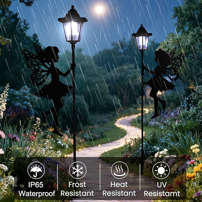 ZKLiLi Fairy Solar Garden Light,Outdoor Garden Fairy Decor Waterproof Large Hanging Lantern Decorations for Patio Yard Porch Lawn Pathway Statues Outdoor Decor Gifts（White Light） ZKLiLi