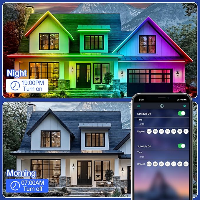 zoegi 500ft Outdoor LED Strip Lights Waterproof,Music Sync RGB IP68 Outside Led Light Strips Waterproof with App and Remote,Exterior Led Rope Lights for Deck,Balcony,Roof,Garden,Pool (500FT) Rootora