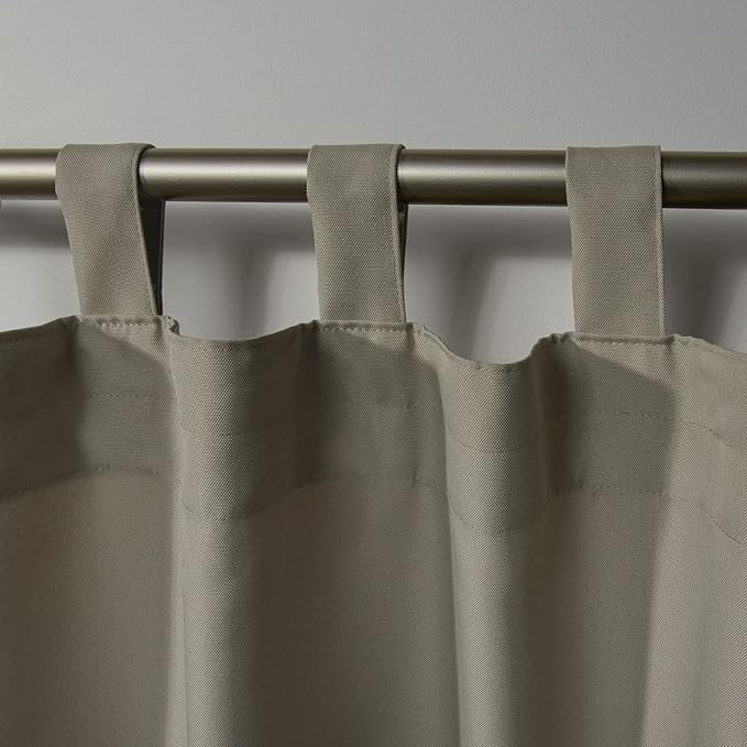 EXCLUSIVE HOME Cabana Solid Indoor/Outdoor Light Filtering Hook-and-Loop Tab Top Curtain Panel Pair, 54"x120", Taupe Exclusive+Home