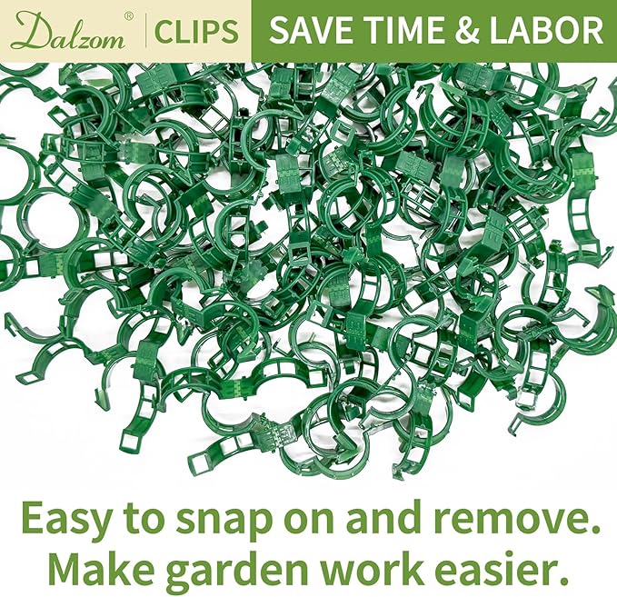 Dalzom® 300Pcs Tomato Clips, Plastic Trellis Clips Plant Support Clips, Plant Clips for Support, Grape Vine, Tomato Vine, Vegetables Plants, Garden Clips to Grow Upright Makes Plants Healthier (Green) Dalzom