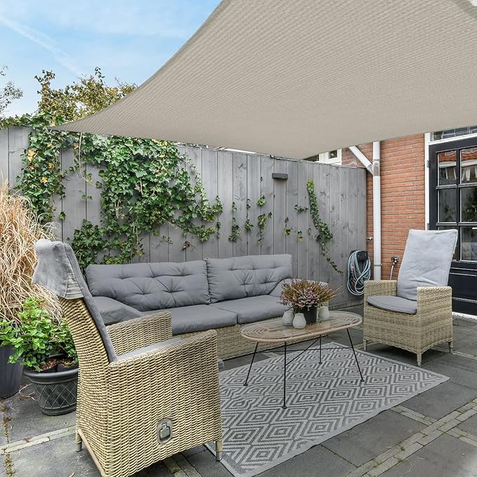AsterOutdoor Sun Shade Sail Rectangle 10' x 13' UV Block Canopy for Patio Backyard Lawn Garden Outdoor Activities, Cream AsterOutdoor