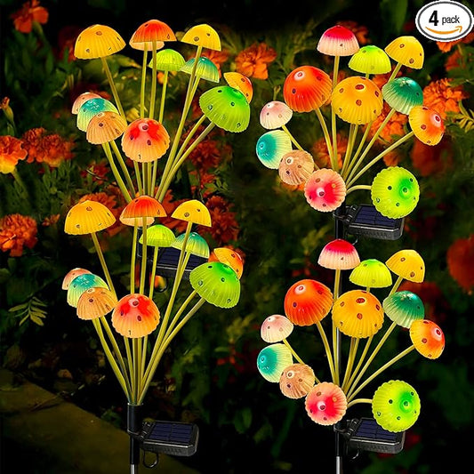 Kohlrabi Solar Garden Lights, 4 Pack Solar Mushroom Lights Outdoor, Upgraded 48LED Mushroom Light Yard Decor Outside Waterproof, Garden Decor for Lawn Front Porch Patio Backyard KohlrabiDecor