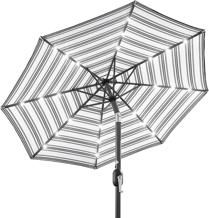 Best Choice Products 10ft Solar Polyester LED Lighted Patio Umbrella w/Tilt Adjustment and UV-Resistant Fabric BestChoiceProducts