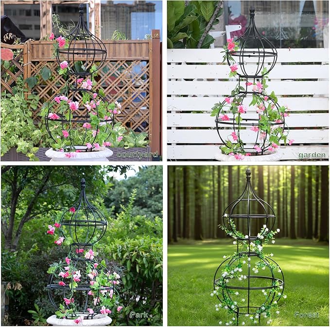 47"x17" Metal Obelisk Trellis for Climbing Plants | Unique Outdoor Support for Rose Bushes and Tall Vines | Durable & Weather-Resistant Garden Decor Goooxim