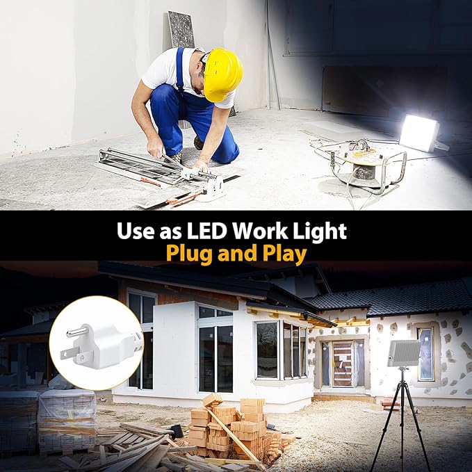 Onforu 120W Flood Lights Outdoor,12000lm White LED Work Light with Plug, 6500K Daylight White LED Flood Lighting, IP66 Waterproof Security Yard Lights for Yard Garage Stadium 2 Pack Onforu