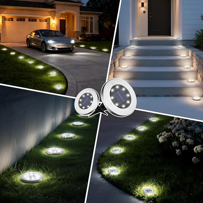 INCX 4.6 inch Solar Lights Outdoor Waterproof,12 Pack Solar Lights for Outside, Solar Garden Lights Landscape Lighting for Patio Pathway Lawn Yard Deck Driveway Walkway, Cold White INCX
