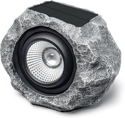Solar Rock Lights Outdoor, Angle Adjustable Solar Lights Outdoor Waterproof, LED Solar Garden Lights, Auto On/Off Landscape Lighting for Yard, Pathway, Patio, Flower Bed - White Glow (Stone Gray) DGSCAK