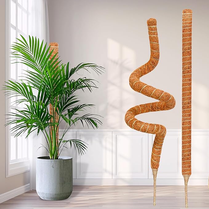 4 Pack 39 Inch Moss Pole Monstera Plant Support, Coir Moss Poles for Climbing Indoor Plants, Bendable Plant Stake Trellis for Potted Plant, Pothos, Philodendron Rootora