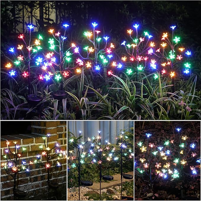 Solar Garden Lights Outdoor,Solar Lights Outdoor Decorative Waterproof for Outside 6Pack, 120Led Solar Flowers Garden Decor, Yard Pathway,Patio Fairy Decorations,Gardening Gifts for Women Mom IUEECEN