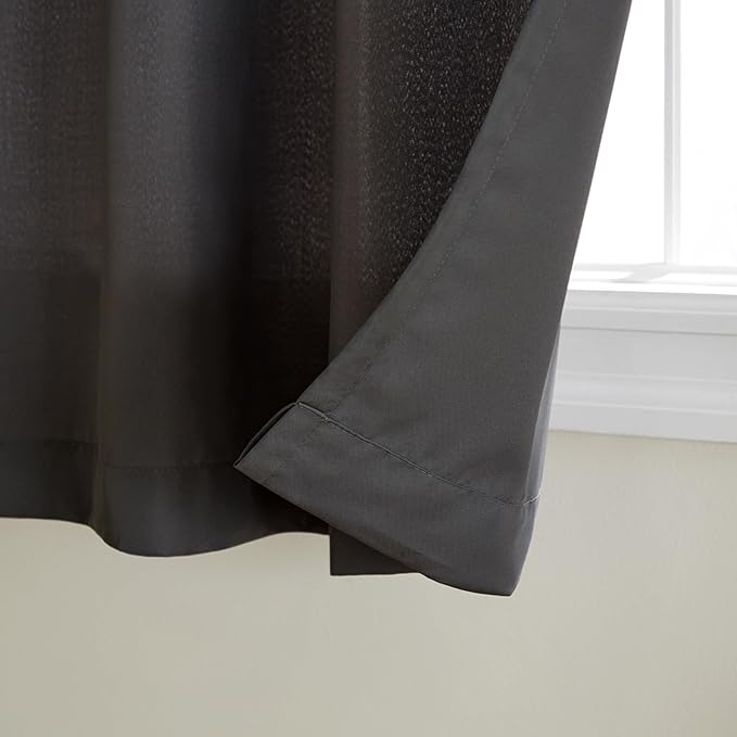 TOWN & COUNTRY BASICS Cabana Solid Heavyweight Indoor Outdoor Curtains, Light Filtering Opacity with Grommet Top, Water Repellent, 2-Pack Set, 54"x96", Charcoal TOWN+%26+COUNTRY+BASICS