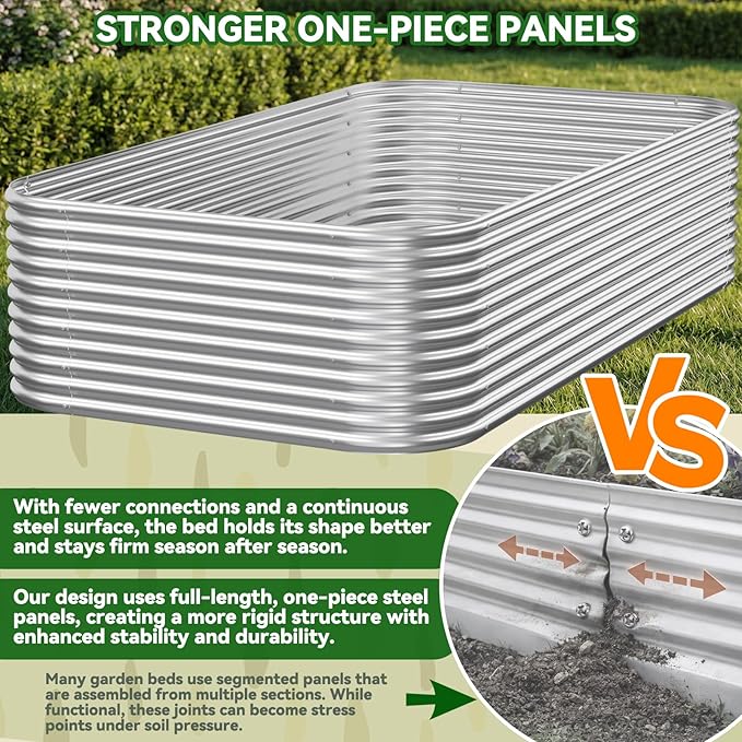 3 Pack Tall 4x2x1.5FT Raised Beds for Gardening, Corrugated Galvanized Steel Raised Garden Bed, Outdoor Metal Above Ground Garden Bed for Vegetables and Flowers OZMSHF