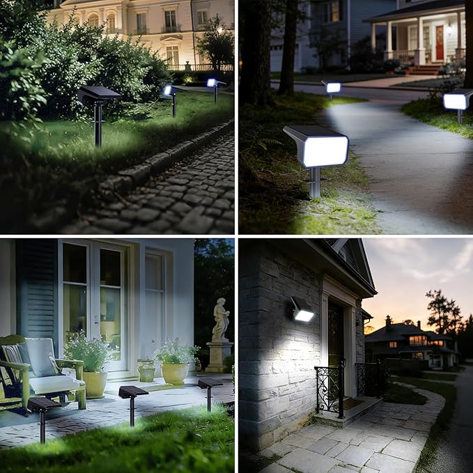 Fabrito Solar Spot Lights Outdoor 4 Pack, [108Leds, 4 Modes] Auto On/Off Spotlights, IP67 Waterproof Landscape Lights for Tree, Yard, Patio, Pool, Pathway, Driveway, Cool White Fabrito
