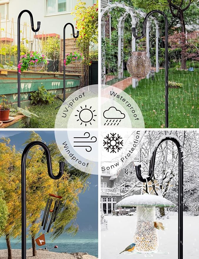 Ottsuls Shepherd-Hooks Adjustable for Bird-Feeder Lantern Plant-Hook Garden-Stake - Plant Stand Hanger for Outdoor Flower Basket, Bird Feeder Hanger Weddings Decor Ottsuls