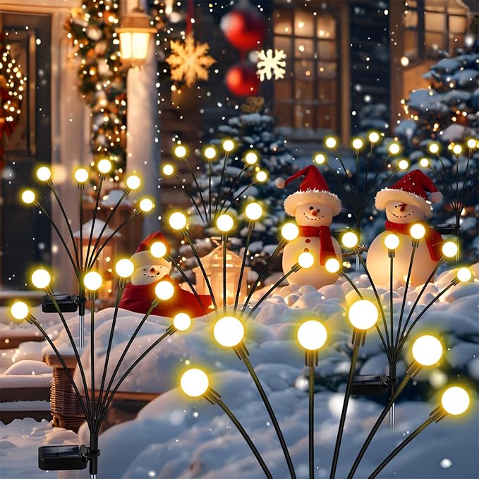 Solar Garden Lights Outdoor, 4 Pack Firefly Swaying Lights, Waterproof Garden Decor for Yard Patio Pathway Lawn, Gardening Gifts for Women Christmas Decoration ZFNN