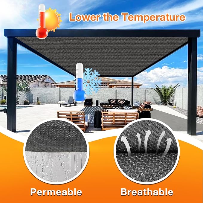 Artpuch Outdoor Pergola Shade Cover 6x20 FT Sun Shade Cloth with Grommets Dark Grey 90% UV Protection Canopy Patio Privacy Screen (Customized Available) Artpuch