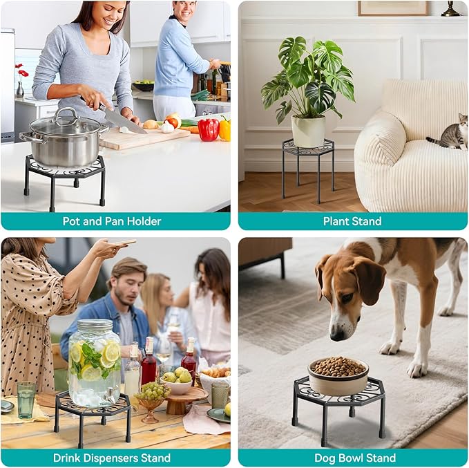5-Pack Metal Plant Stands for Outdoor Indoor, Anti-Rust Iron Flower Pot Stand, Heavy Duty Plant Pot Shelf for Multiple Plant, Decoration Racks for Home, Patio & Garden (Black) NBPUJ
