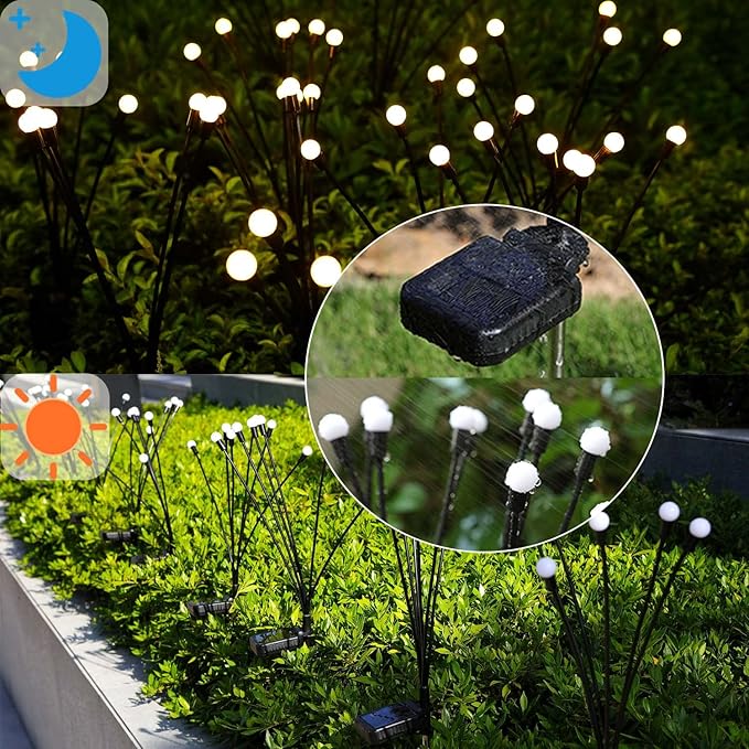 Solar Garden Lights Outdoor, 4 Pack Firefly Swaying Lights, Waterproof Garden Decor for Yard Patio Pathway Lawn, Gardening Gifts for Women Christmas Decoration ZFNN