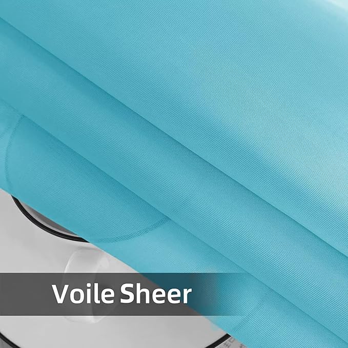 SpaceDresser Waterproof Outdoor Sheer Curtains for Patio - 4 Panels Rod Pocket Indoor Voile Sheer Curtain for Living Room,52W x 120L inch,Aqua SpaceDresser