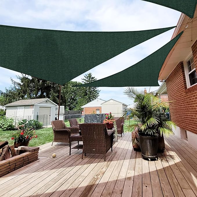 Patio Paradise 2' x 2' x 2' Sun Shade Sail Triangle Canopy Shade Cloth Fabric Sunlight Block Patio Pergola Cover HDPE Deck Awning for Outdoor Backyard Roof Shading, Green Patio