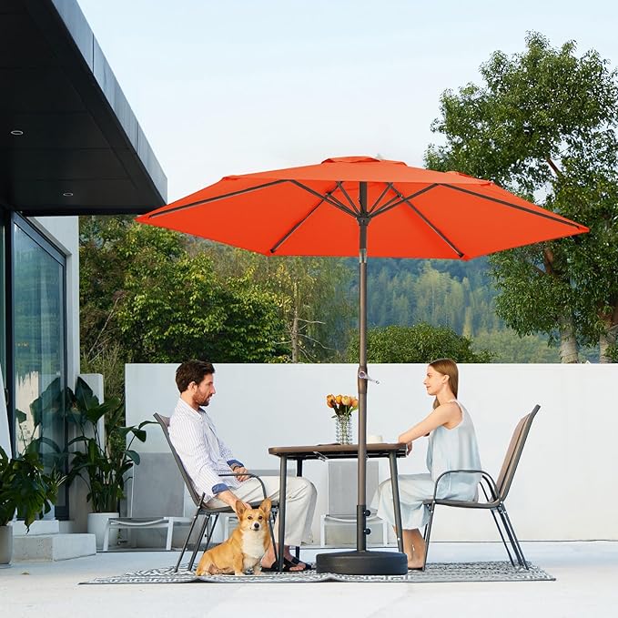 JEAREY 7.5FT Patio Umbrella Market Table Umbrella with 6 Sturdy Ribs, Push Button Tilt/Crank Outdoor Umbrella for Garden, Deck, Backyard, Pool and Beach,Orange JEAREYOutdoorsCollection