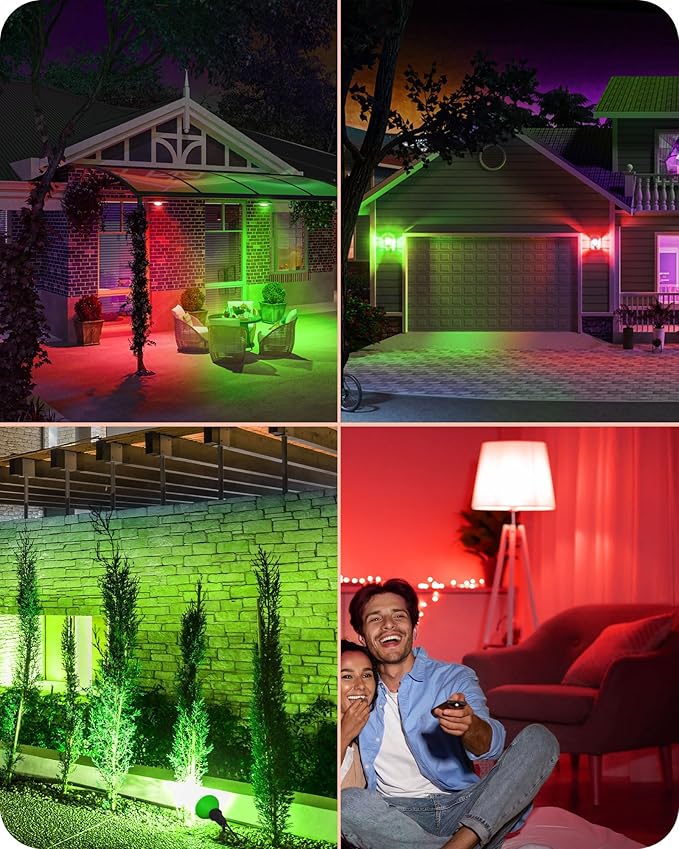 EDISHINE St.Patrick's Day/Easter Decorations PAR38 Red & Green LED Flood Light Bulbs Outdoor, Dimmable LED Light Bulb, 18W(120W Equivalent), Outdoor Weatherproof Light Bulb, E26 Base, 4 Pack EDISHINE