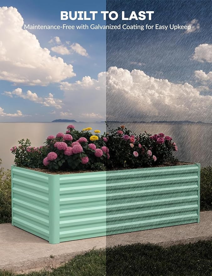 Garvee 2PCS 6x3x2ft Galvanized Raised Garden Bed Outdoor,Rust-Resistant Raised Garden Beds for Gardening, Easy Assembly Outdoor Garden Box & Planters, Green Garvee