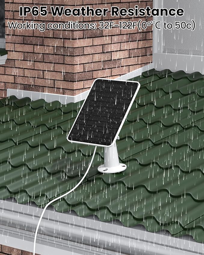 5W Solar Panel Charger Compatible with Arlo Essential 2K Outdoor Camera(2nd Gen)/Essential Outdoor XL(2nd Gen)/Essential Spotlight, IP65 Waterproof 10ft USB-C & Micro USB Cable & Wall Mount, 2 Pack FOHOA