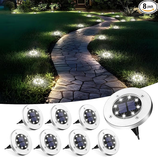 SOLPEX Solar Lights Outdoor Waterproof, 8 Pack Solar Ground Lights, Solar Garden Lights Landscape Lighting for Pathway Driveway Patio Backyard Walkway (Cool White) Solpex