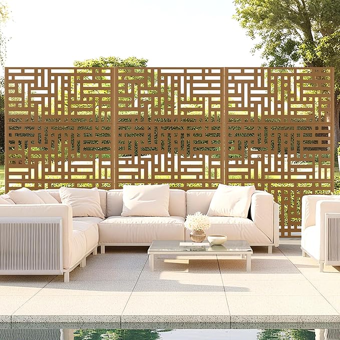 Outdoor Privacy Screen,72" H×47" W Metal Privacy Screen, Freestanding Privacy Fence Panels for Patio FENCY