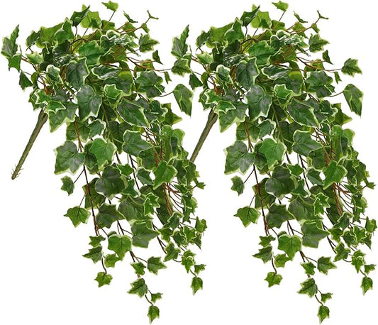 Hollyone 2pcs Artificial Hanging Plants 24" Fake Ivy Vine Faux Ivy Leaves Hanging Plant Greenery for Wall House Room Patio Indoor Outdoor Home Shelf Office Wedding Decor, UV Resistant Hollyone