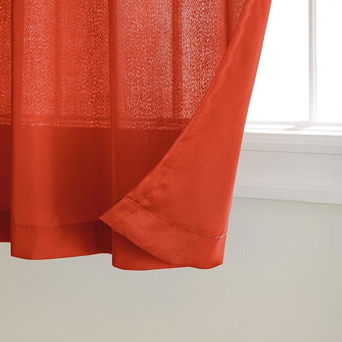 TOWN & COUNTRY BASICS Cabana Solid Heavyweight Indoor Outdoor Curtains, Light Filtering Opacity with Grommet Top, Water Repellent, 2-Pack Set, 54"x120", Mecca Orange TOWN+%26+COUNTRY+BASICS