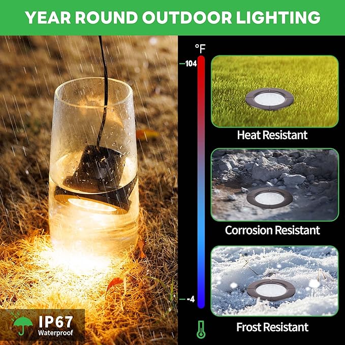 Landscape Well Light, LED Low Voltage In Ground Lights, IP67 Waterproof 12V Outdoor, Bright 6W 580LM Aluminum ORB for Sidewalk Driveway 6 Pack Varmtalys