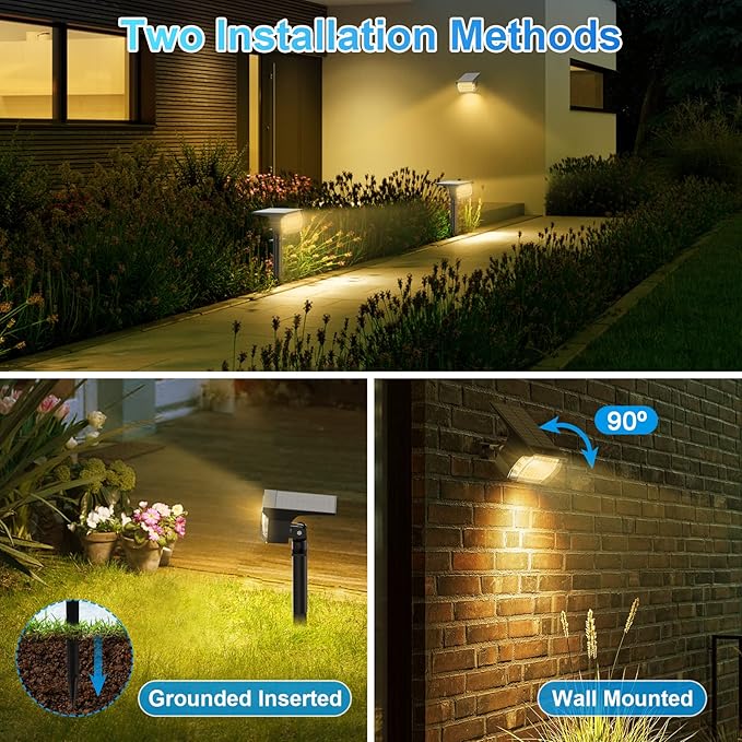 Solar Spot Lights Outdoor, [57 LED/10 Pack] Solar Lights Outdoor IP65 Waterproof, 3 Modes Solar Powered Landscape Spotlights for Garden Yard Outside Patio Pathway Pool(Warm White) MinPea