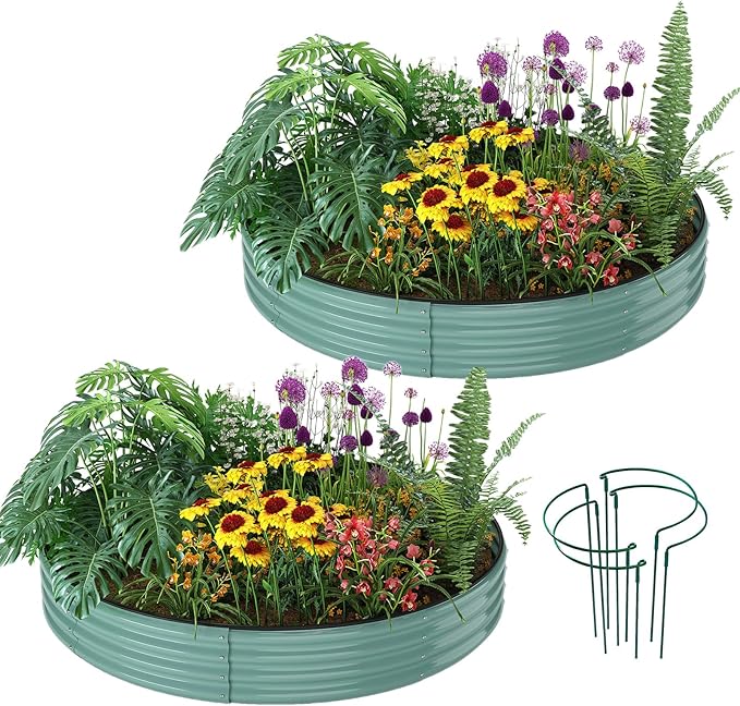 Galvanized Metal Planter Raised Garden Bed Kit for Gardening Outdoor Garden Box Raised Flower Bed 2PC Green 3X3X1FT ZFHgarden