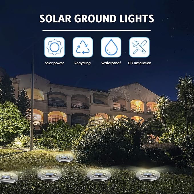 Solar Ground Lights 16Pack, Garden Solar Outdoor Waterproof Pathway Bright In-Ground Lights Outdoor Lighting Decor for Lawn, Patio, Yard, Driveway,Walkway Warm Light OULONGER