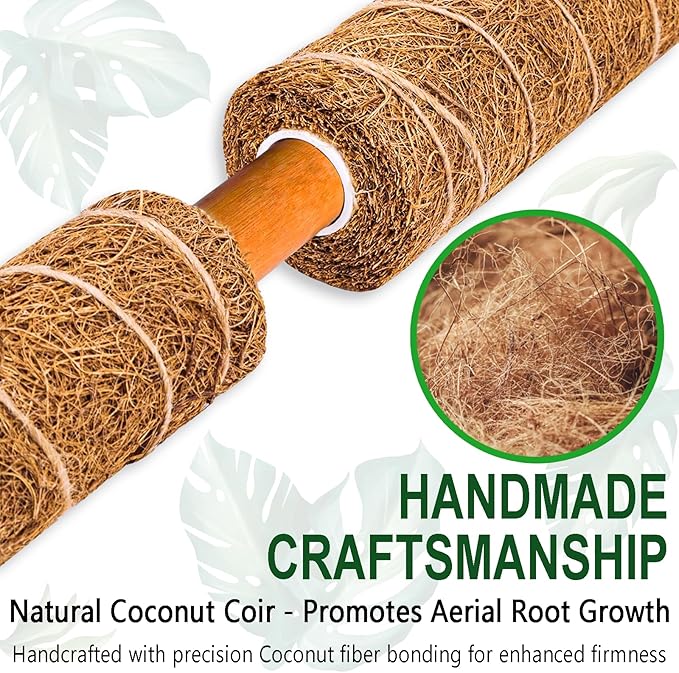 Soupiar 2 Pack 22 Inch Stackable Moss Pole - Thick & Sturdy Natural Coir Totem Plant Support & Garden Stakes for Monstera & Pothos, Indoor Climbing Vining Houseplants, 38”H Max Soupiar