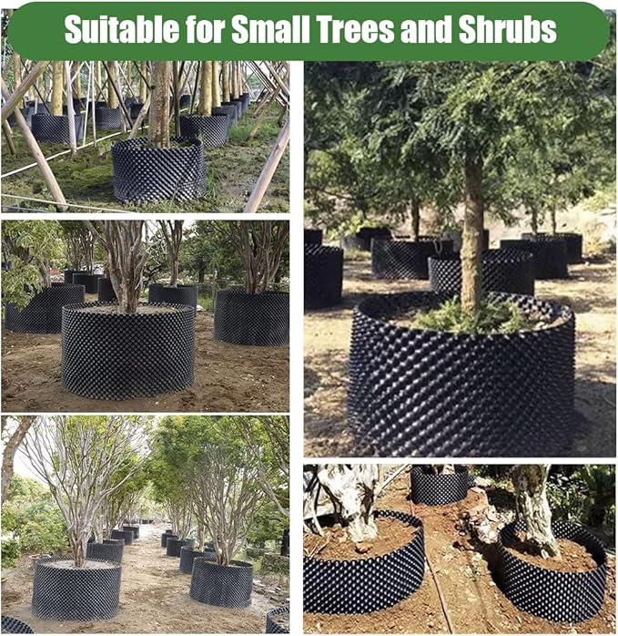 Air Pruning Containers, 40 Gallon Air Pruning Planters, Sturdy Plastic Roots Control Planter Container for Tree Grow Outdoor, Garden Self-Planting Planters, Size 24"x24", Black, 2P RooTrimmer