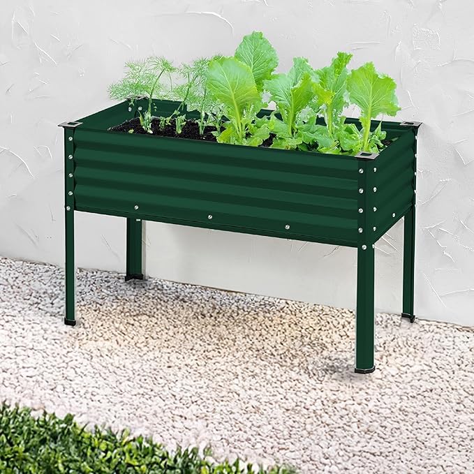 Best Choice Products 48x24x30in Galvanized Raised Garden Bed, Metal Elevated Planter Box, Vegetable Garden for Backyard, Patio, Balcony - Dark Green BestChoiceProducts