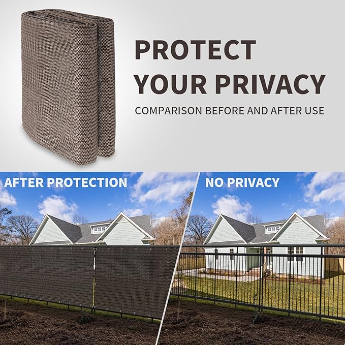 LOVE STORY Custom Size 3'x28' Brown Balcony Privacy Screen,UV Block Privacy Fence Screen,90% Shield for Outdoor Pool Garden Apartment Railing LOVESTORY