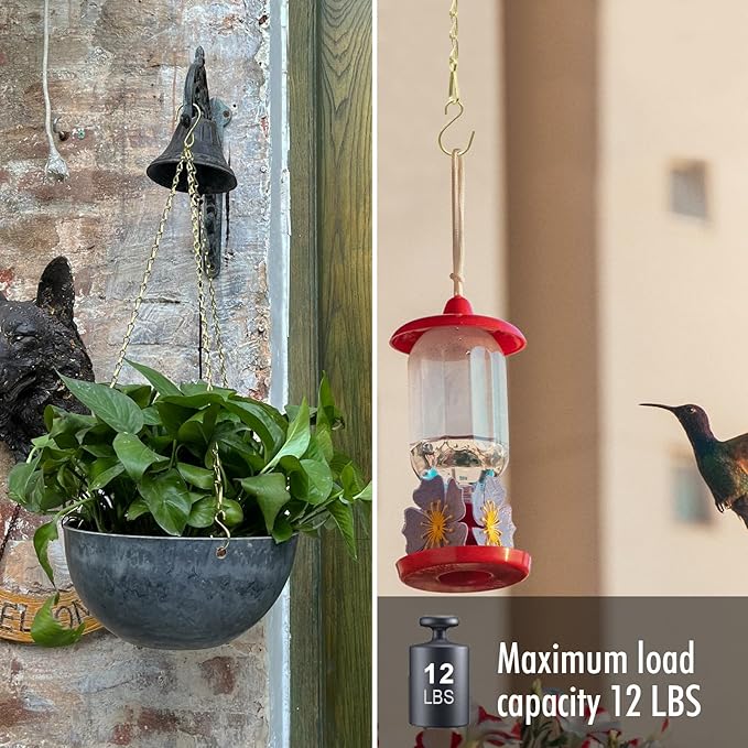 RIFNY 20 Inch Gold Chain for Hanging Plants, Small Plant Chains for Hanging Baskets Kits with Hooks for Bird Feeders Planters Billboards Lanterns Wind Chimes Ornaments Outdoor Indoor Use (5 PCS) RIFNY