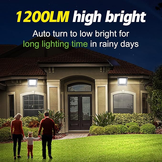 Solar Lights Outdoor Bright Solar Flood Lights 4400mAh 5500K Dusk to Dawn Led Solar Security Light Auto On/Off with 16.4FT Cable IP65 Waterproof for Outside Barn Garden Garage Yard Patio Lightonight
