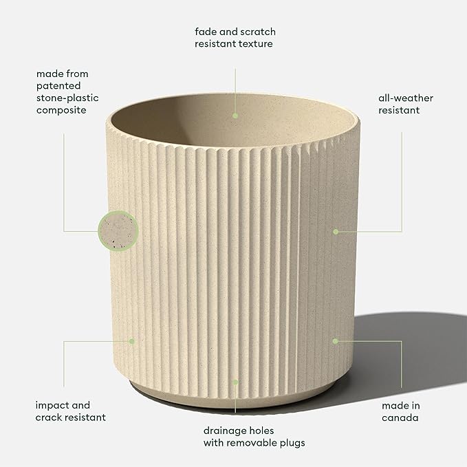 Veradek Demi Planter for Indoor/Outdoor Use | Made from Plastic & Concrete w/Drainage Holes | Modern Décor for Trees, Tall Plants, Flowers VeradekOutdoor