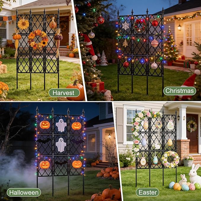 5.25FT Garden Trellis for Climbing Plants Outdoor, Black Iron Pipe Support Fence,Metal Wall Lattice Climbing Frame for Potted Plants Indoor for Ivy Vines Vegetable Flower, Patio, Lawn, Yard, Backyard ParseBio