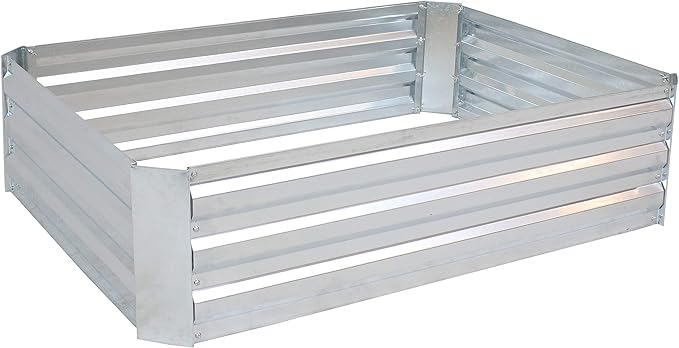 Sunnydaze 11.75" H Raised Metal Garden Bed - Galvanized Raised Garden Bed Outdoor for Vegetables and Flowers - Silver - 4' x 3' Rectangle SunnydazeDecor