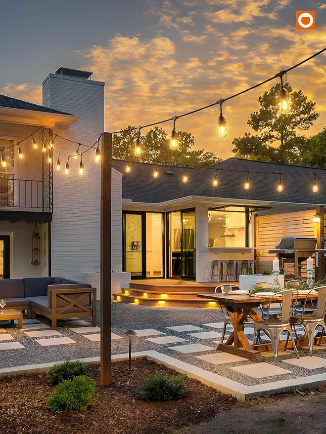 addlon 96FT(48FT*2) LED Outdoor String Lights with Edison Shatterproof Bulbs Commercial Grade Patio Cafe Light, ETL Listed Weatherproof Strand 30 Hanging Sockets for Bistro Backyard addlon