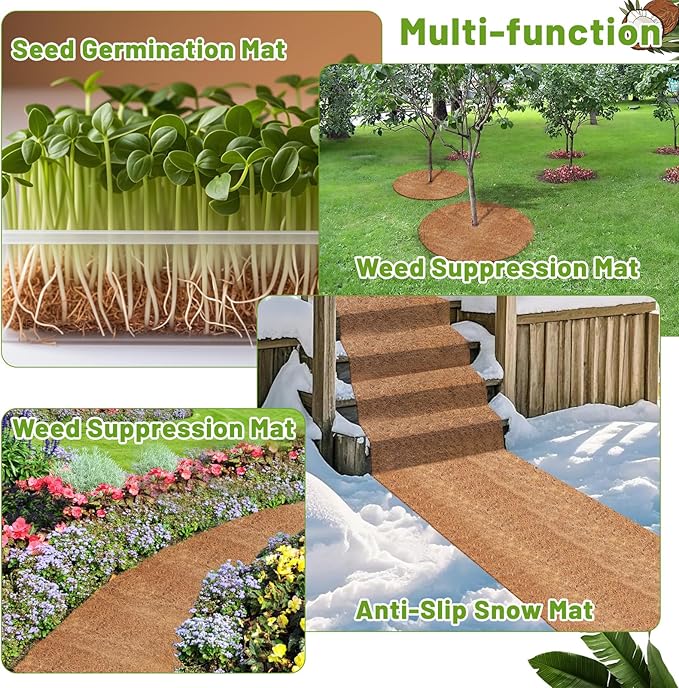 REMIAWY Coco Liner Fiber Roll, 16 x 80 Inch Natural Coconut Coir Liner Sheet Coco Mat for Planter Flower Basket, Garden Decoration, Reptile Carpet, Animal Pet Pad, Window Box, DIY Moss Pole, Tortoise GARDENANDTOOL